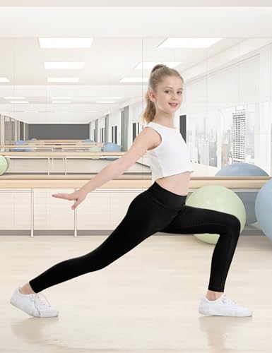 Girls Athletic Leggings Kids Lounge Workout Yoga Pants Solid Color High Waist Dance Running Active Tight for Teen3