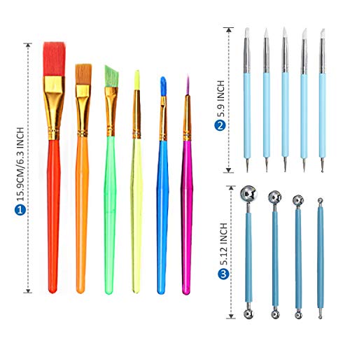 45PCS Mandala Dotting Tools Set for Painting Rocks, HOCOSY Rocks Painting Tools Kit for Adults & Kids Includes Storage Bag, Dotting Tools, Brushes, Paint Tray for Rocks Dotting, Nail Art - Thumbnail 3