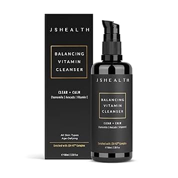 JSHealth Balancing Vitamin Cleanser. Gentle Face Wash with Chamomile, Avocado Oil, Vitamin E. JSH-V7 Complex. For All Skin Types. Vegan, Cruelty-Free (3.38 fl oz)
