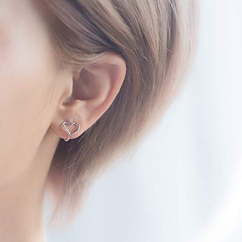 Minimalist Love Bead Cuff Open Hoop Clip On Earrings For Women Teen Girls 925 Sterling Silver 18K White Gold Plated Small Heart Cute Cartilage Climber For Non Piercing Upper Ear Huggie Valentine Easter Mother's Day Jewelry Gifts For Her #TOP3