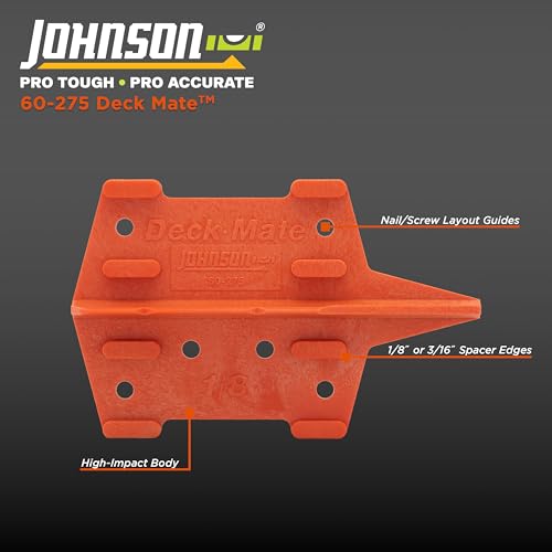 Johnson Level & Tool 60-275 Deck Mate, Deck Board Spacing Tool, Orange, 1 Level
