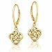 Yellow Gold Flashed Sterling Silver Love Knot Flower Dangle Leverback Earrings