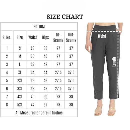 Image of Women's Solid Straight Fit 100% Cotton Trousers | High Waist, Side Pockets, Ankle Length Pants for Office, Casual