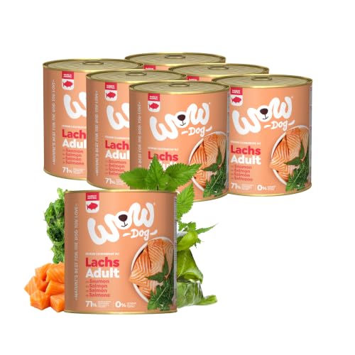WOW Dog Hunde-Nassfutter mit Lachs 6 x 800g | ohne Getreide & Zucker