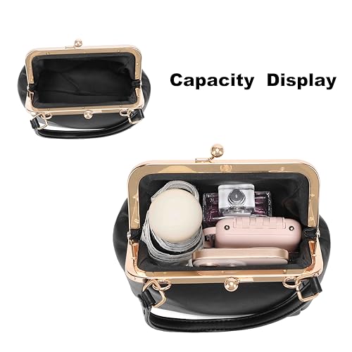 Women's vintage Kiss Lock Handbag Purse Crossbody Shoulder Bag with Chain Strap 6