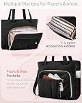 Marscamd Teacher Tote Bag for Women with Accordion File Organizer, School Bag for Work Fits 15.6" Laptop with Crossbody Strap