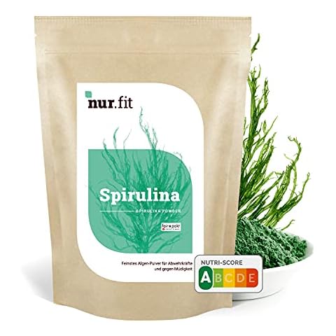nur.fit Spirulina Pulver 500g - rein natürliches Pulver aus Spirulina Algen ohne Zusatzstoffe - Green-Smoothie-Pulver in Rohkostqualität mit Proteinen und B-Vitaminen für Smoothies Cover