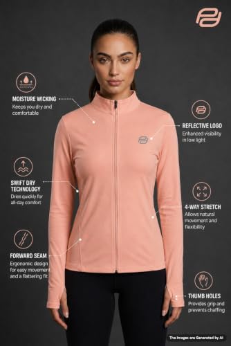 Image of PUMP'D Women's Jacket | Slim Fit | Thumb Hole Open Sleeve | With zipper | Perfect for workout