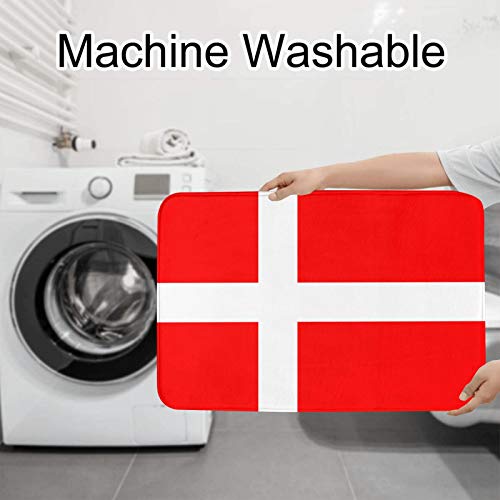 DEPILA Badezimmer 3-teiliges Badezimmerteppich-Set Dänemark Dänische Flaggendruck 3-teiliges Badezimmerteppich-Set Badematte + Kontur + Toilettendeckelbezug Badezimmer-Antirutsch-Pad Sets – Bild 8