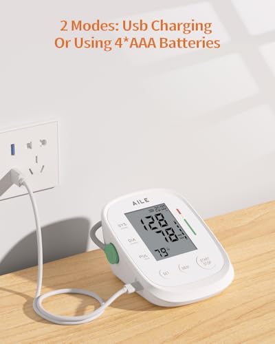 [2022]AILE Blutdruckmessgerät, Oberarm Blutdruck Messgerät für den Hausgebrauch, Blood Pressure Monitor, Vollautomatisch große manschette (22-42cm)