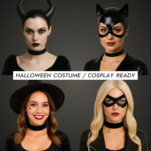 Velvet Choker for Women, Wide 1.5" 90s Ribbon Adjustable 12–18" with Stainless Steel Clasp, Soft Skin-Friendly Velvet — Black 5