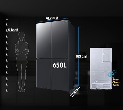 Image of Samsung Smart Choice 650 L, Convertible, Digital Inverter, Frost Free, French Door Refrigerator (RF65DG90BDSGTL, Black, Black Caviar)