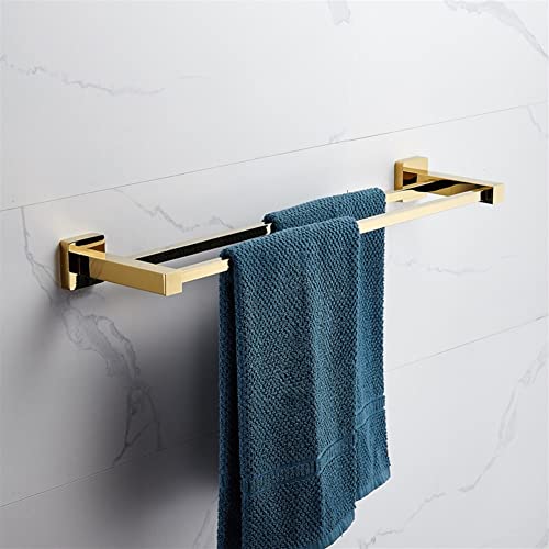 Toallero de cobre dorado doble que elimina el desorden en baños pequeños