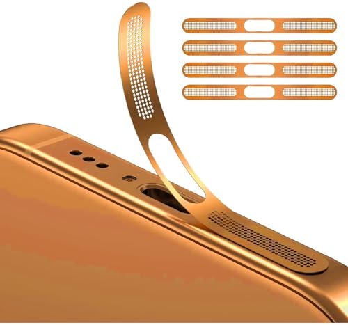 GIOPUEY Adesivo Antipolvere a Rete per iPhone 17 PRO, 4 Pezzi Altoparlante di Protezione Integrato e Porta di Ricarica, Anti Dust - Orange