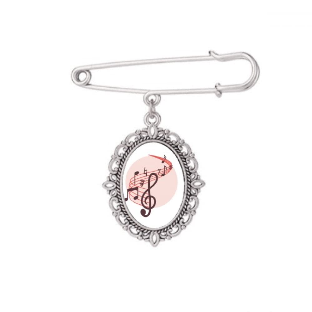Broche notes de musique rond rouge M avec épingle de sécurité
