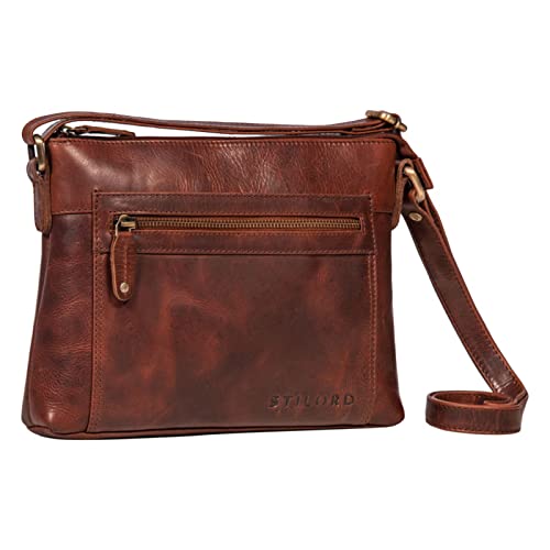 STILORD 'Wanda' Petit Sac à Main Cuir Femme Sac Bandoulière pour Dames Besace Élégante pour City Événement Vintage Crossbody Bag Cuir Véritable, Couleur:Porto - Cognac