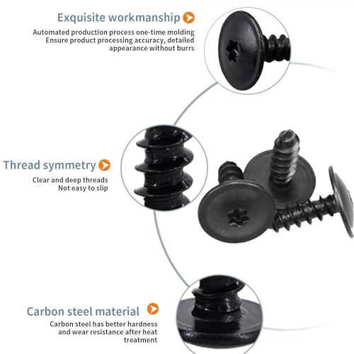 ANBOO 80 x M5 x 16 mm Black Torx Self-Tapping Screws for Car Manganese Steel, Socket Head, 80 Pieces - Image 4