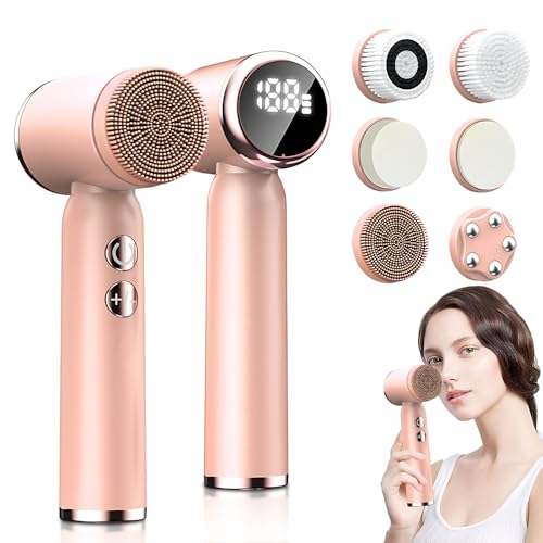 Limpiador Facial Electrico, ADDLIVE 6 En 1 Cepillo Limpiador Facial, 2 Modos Cepillo Limpieza Facial, 3 Velocidades Limpieza Facial Mujer, Cepillo Facial Electrico para Hombres y Mujeres Rotación 360°