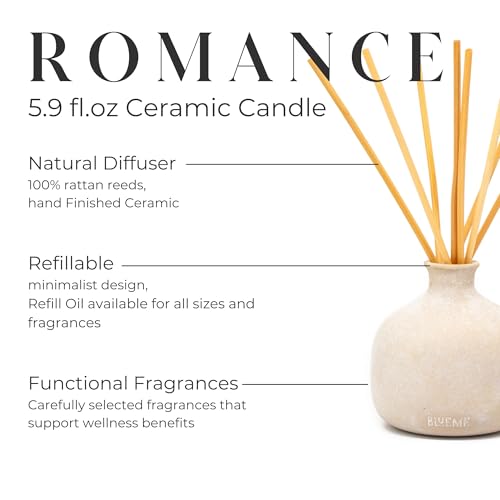 BLUEME-Bundle-Romance-Oakmoss-Sandalwood-592-Fl-Oz-Wellness-Diffuser-Oil-Refill-Contains-Essential-Oil-Sustainable-Hand-Finished-Premium-Luxury-Ceramic-Natural-Rattan-Reeds BLUEME Bundle Romance Oakmoss Sandalwood 592 Fl Oz Wellness Diffuser Oil Refill Contains Essential Oil Sustainable Hand Finished Premium Luxury Ceramic Natural Rattan Reeds