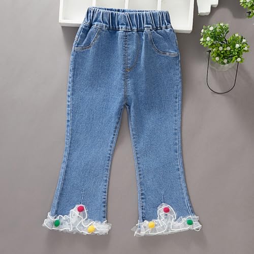 for Girls Kids Y2k Jeans Tassel Hem Drawstring Waistband Basic Jeans Back to School Girls Jeans Size 102