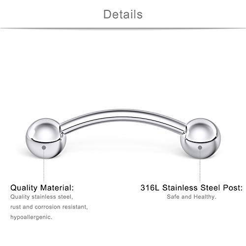 Scerring 36Pcs 16G Stainless Steel Eyebrow Tragus Helix Rook Daith Earrings Tongue Nipple Belly Lip Ring Barbell Body Piercing Jewelry 6Mm 8Mm 10Mm 12Mm 14Mm 16Mm Mix Color #TOP1