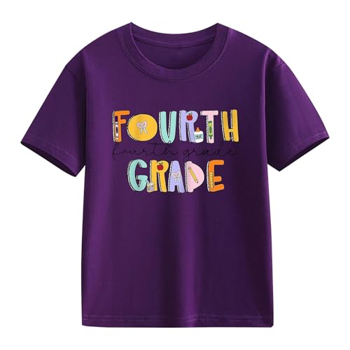 Kids First Day of Fourth Grade Back to School T-Shirt Boys Girls Kindergarten Preschool Short Sleeve Funny Outfits2