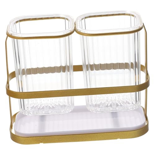 OKUMEYR Wall Mount Cutlery Holder Dual Compartment Utensil Organizer with Drain Tray Stylish Kitchen Spoon Storage Resistant Easy Installation for Countertop