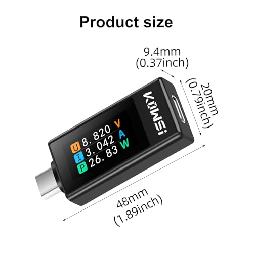 Image of USB C Tester Power Meter, 4-30V 0-12A Type-C Tester Digital Multimeter, Voltage and Current Tester Meter Voltmeter, Power Bank Capacity USB Cable Charger Detector (KWS-1902L)