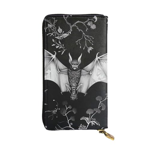 Bat Print Printed Long Wallet for Women Men Cute PU Leather Wallet with Coin Purse and Credit Card Holder