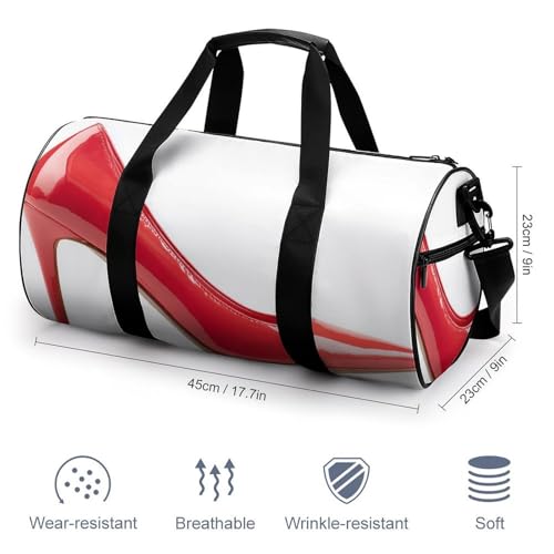 Bolsa de deporte cilíndrica roja unisex con correa para zapatos de tacón 2