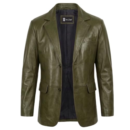 Image of Isaac & David Chicago Lambskin Genuine Casual Wear Leather Blazer Sport Coat Classic Button Closure for Men 2 Button Coat