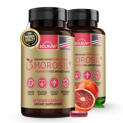 Morosil Clinically Tested C3G Supplement - Metabolism Antioxidant Wellness Support for Men & Women - 400mg Moro Red Orange Extract - 60 Veggie Capsules - Non-GMO Gluten-Free Vegan-Friendly