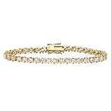 Yellow Gold-Plated Sterling Silver Round Cubic Zirconia Tennis Bracelet (4.5mm), 7.25' or 8'