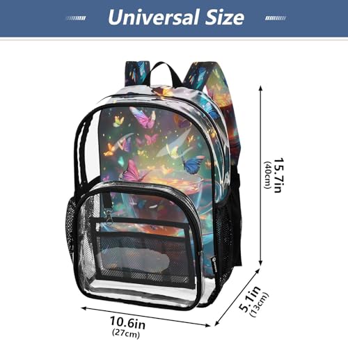 Glowing Butterfly Clear Backpack Heavy Duty See Through Transparent PVC BookBag for Kids Boy Girl School Work4