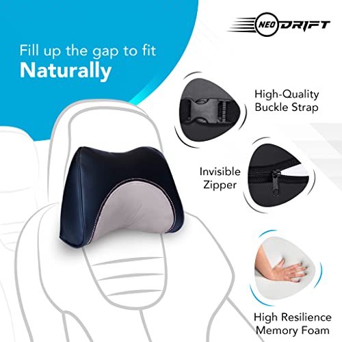 Image of Neodrift 'NeckFlow' - Memory Foam Orthopedic Neck Support Car Headrest Velvet Cushion Pillow for Neck, Head, Shoulder Pain-Relief for Car Seat, Gaming Chair, Office Chair (Set of 1) Colour - Beige