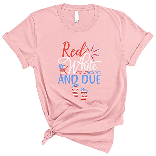 TeesAndTankYou Baby Red White and Due Pregnancy Shirt Unisex X-Large Pink