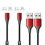 N. NETDOT Magnetic Charging Cable, Gen10 Nylon Braided 2-in-1 Magnetic Phone Charger Compatible with USB-C and Micro-USB Devices (3.3ft/2 Pack red)