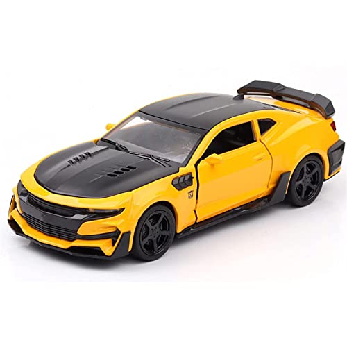 Image of DEUSON ECOM 1:32 Camro Toy Car for Kids Diecast Metal Cars Model Car for Kids Sound Light Pull Back Openable Door, Yellow