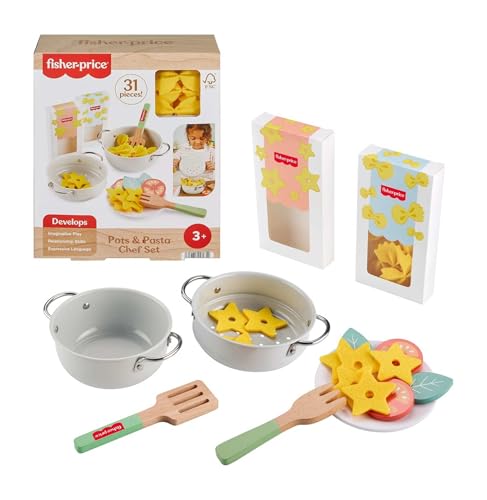 Fisher-Price Wood Pretend Cooking Set, Pots...