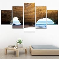 SIGNWIN 5 Panel Canvas Wall Art Modern Art Beach Coastal Multicolor Photography Relax/Calm Tropical for Home Decorations Ready to Hang - 60