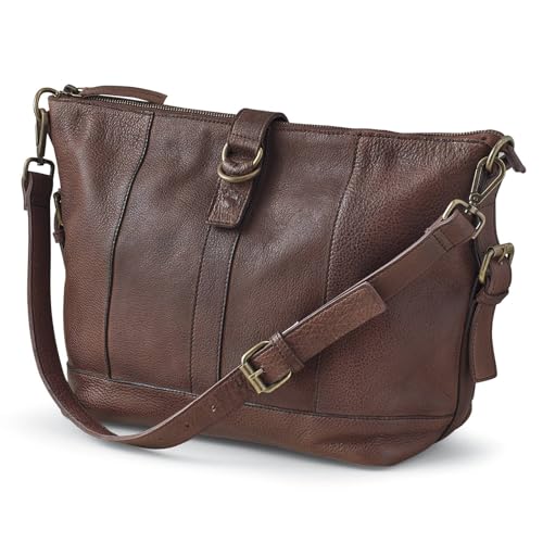 Genuine Leather Shoulder Bag, Rich Chocolate Brown Purse for Women, Handbag with Multiple Pockets, Top Zip Closure, Adjustable Strap