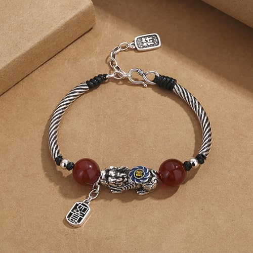 Feng Shui Pi Xiu Bracelet for Women Men, Tibetan Buddhism Attract Wealth Money Buddhist Amulet, 999 Stering Silver Luck Animal Pi Xiu Bracelet2