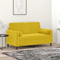 LoogCape Canapé 2 Places en Velours Jaune avec oreillers décoratifs, Dimensions 138 x 77 x 80 cm, Sofa modulab