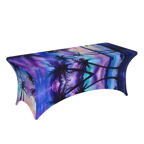 Nappe de table extensible lavable en spandex 1,8 m imprimé palmier