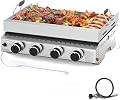 Electactic 4 Burner Tabletop Propane Gas Griddle, 24" Detachable Flat Top Grill with Handle, 32000BTU Portable Stainless Steel BBQ for Camping, Outdoor & Tailgating