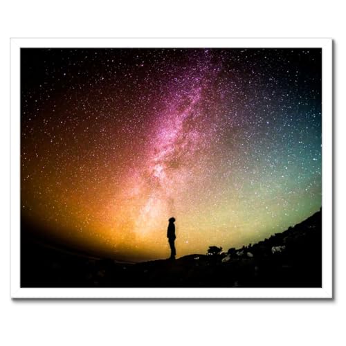 Poster Voie lactée galaxie cadre noir décoration murale 50x40