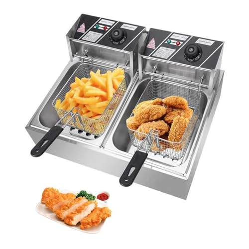 Image of newBasics Deep Fryer Electric Stainless Steel with Variable Temperature Control - (6 + 6 Liters)