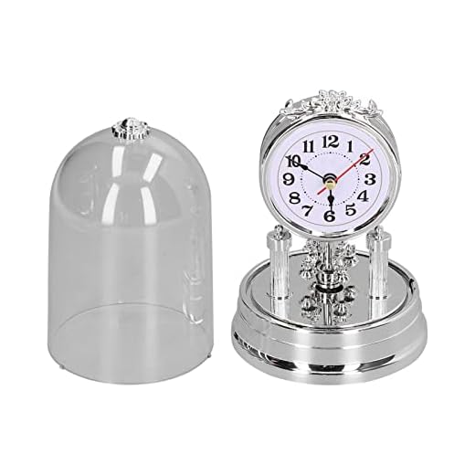 Vintage Table Clock, Anniversary Clocks with Glass Dome European Vintage Style Desk Clock Silent