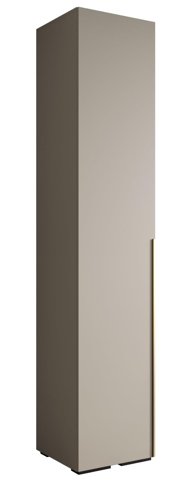MEBLE KRYSPOL Inova 1 Moderner Schrank mit Regalen und Stange - Aufbewahrungsschrank für Schlafzimmer, Wohnzimmer - 236,7x50x47 cm - KGoldpusfarbe Kaschmir - Frontfarbe Kaschmir - Grifffarbe Gold