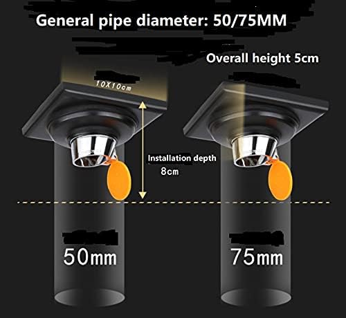 Uymaty Shower Drainer Plug,Waste Drain Cover for Bathroom,Thickened Stainless Steel Floor Drain Waste Drain Cover with Anti-Odor Glue Square Straight Bathroom Drain for Bathroom Shower Kitchen Toilet